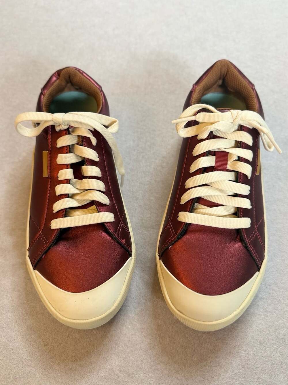 Dr. Scholl’s Time Off Women’s 8M Burgundy Red Metallic Platform Sneakers New